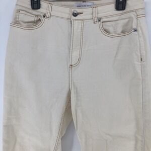 Something Navy Something Delicate Beige Cream Denim Jeans Raw Hem Womens Size 8